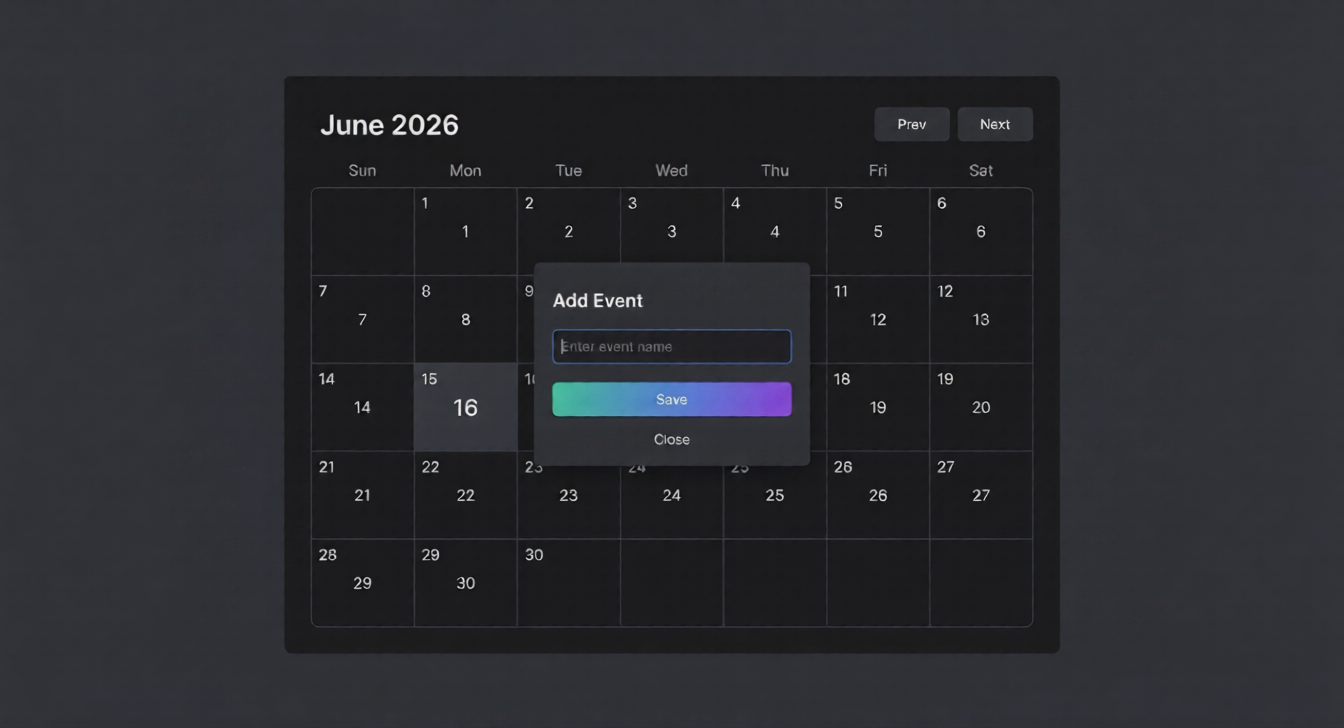 Calendar code block preview