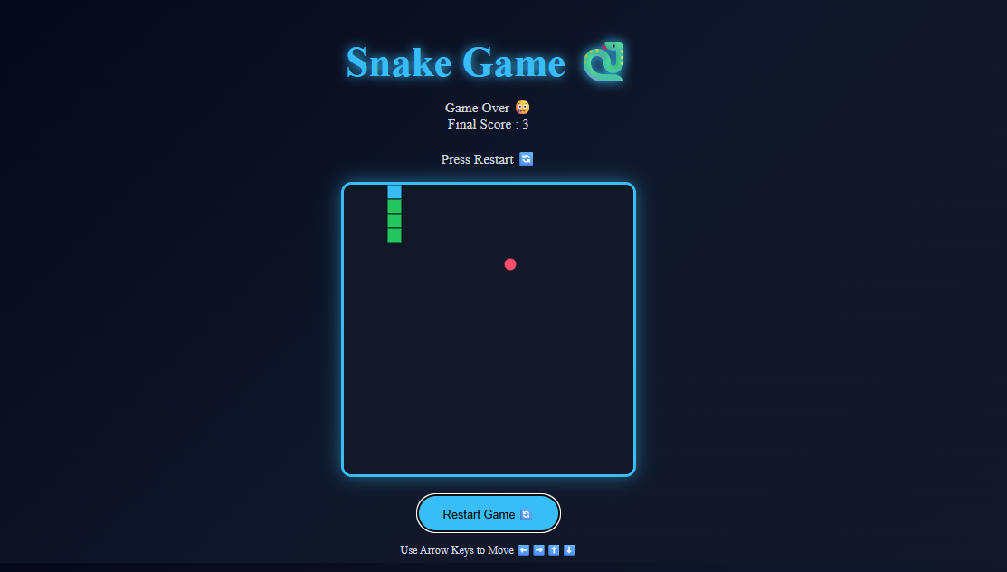 Snake game code block preview