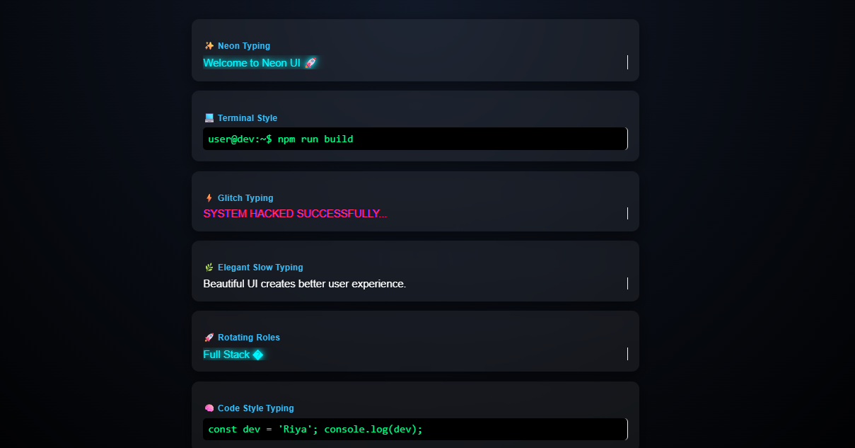 Typing effect code block preview